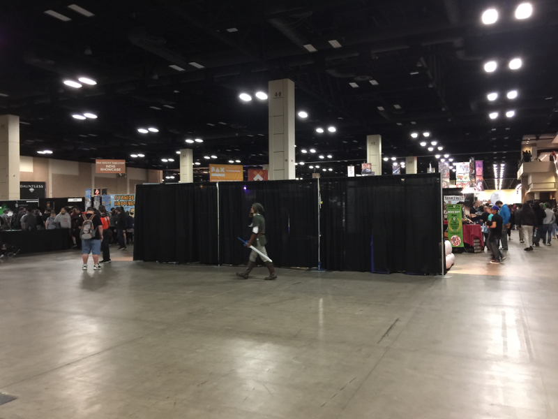 An early shot of the expo hall on Day 1. I like the random Link cosplayer that ended up being in the middle of the shot here.